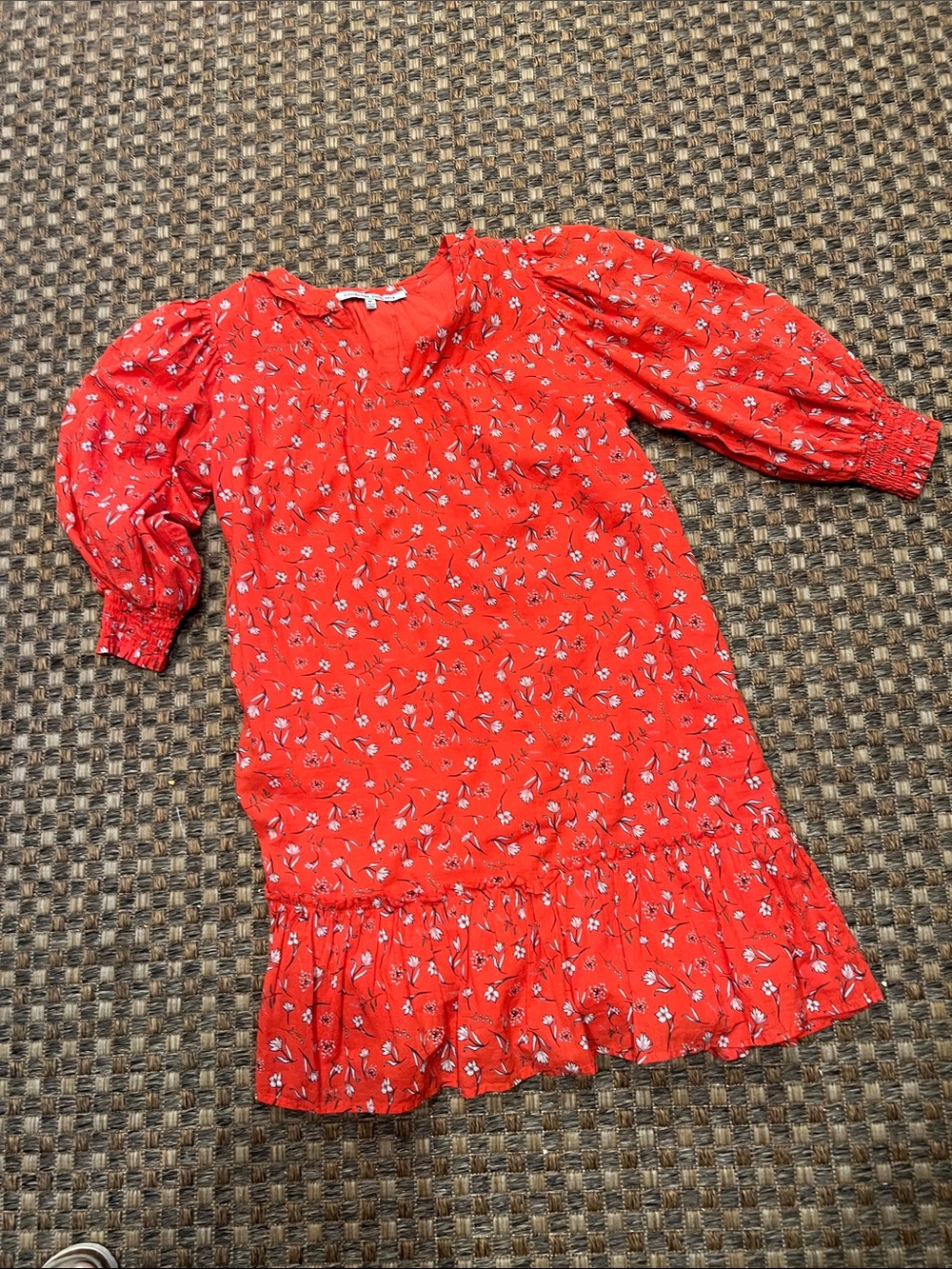 Collective Concepts Coral-Red Floral V-Neck Mini Dress medium